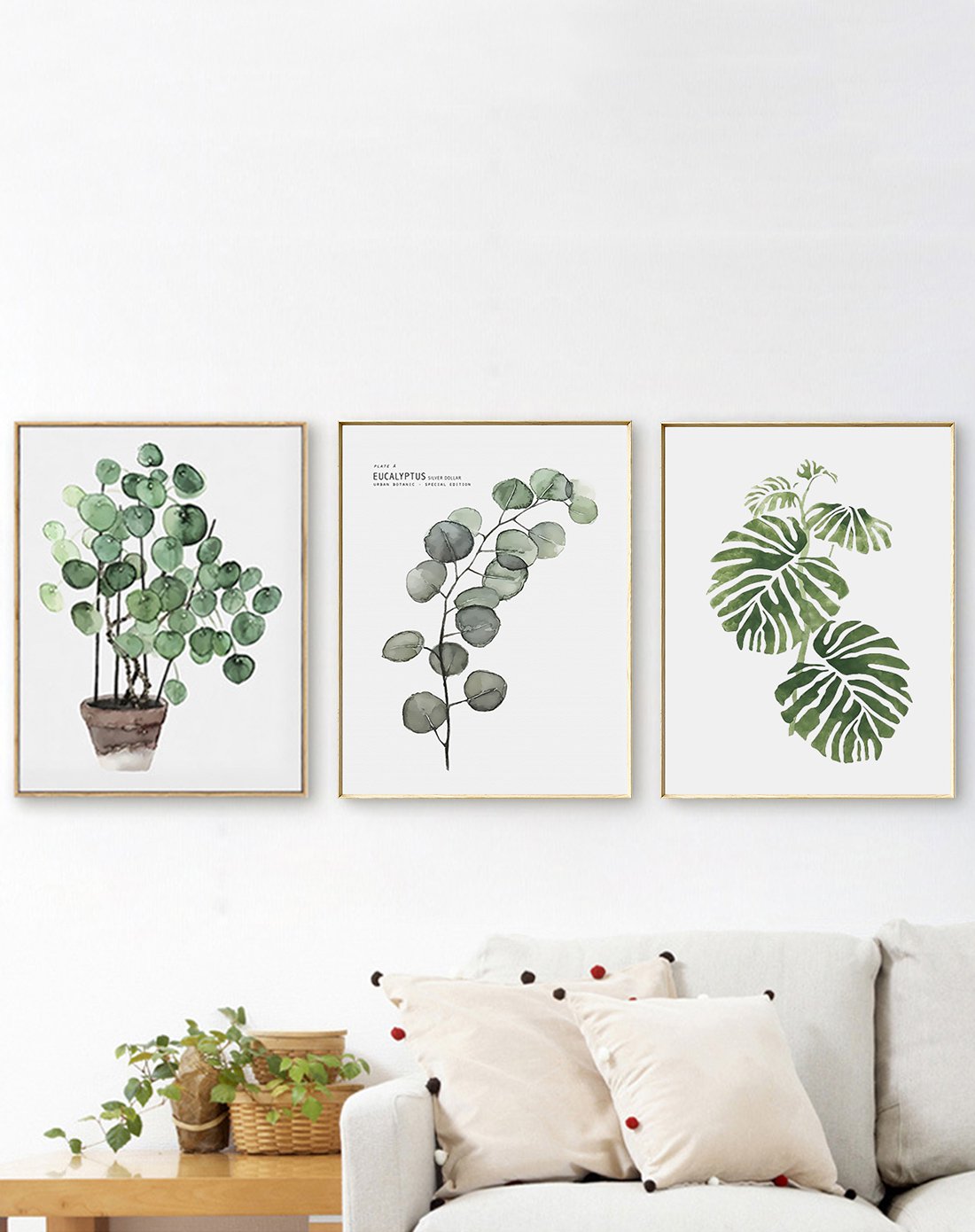 北欧ins绿植壁画三联挂画客厅壁画电箱表装饰画沙发背景墙画客厅装饰