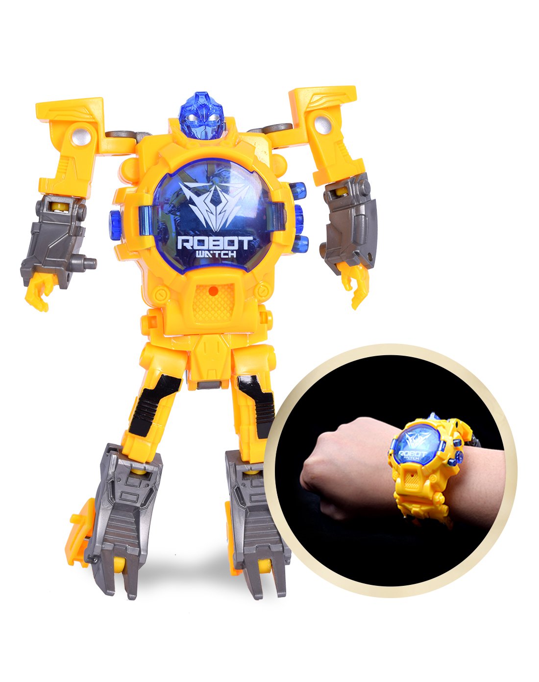 【可看时间】百变电子机甲变形机器人手表【黄】