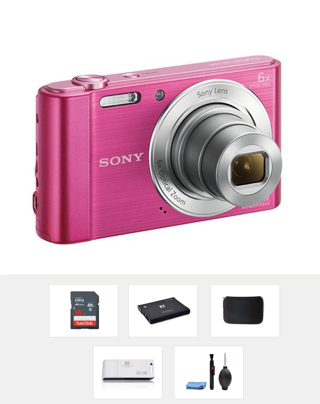 索尼dsc-w810 卡片家用数码相机16g套装/粉