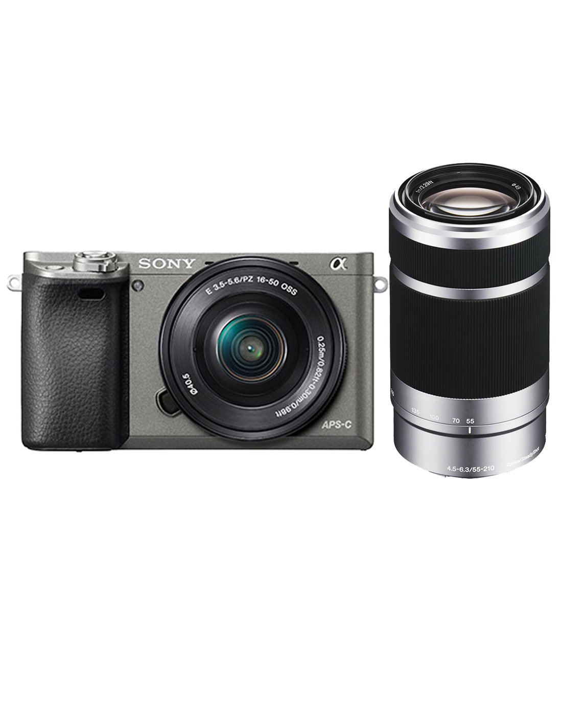 索尼a6000l(含16-50&55-210)长焦双镜头微单相机 灰色 32g套装 4k高清