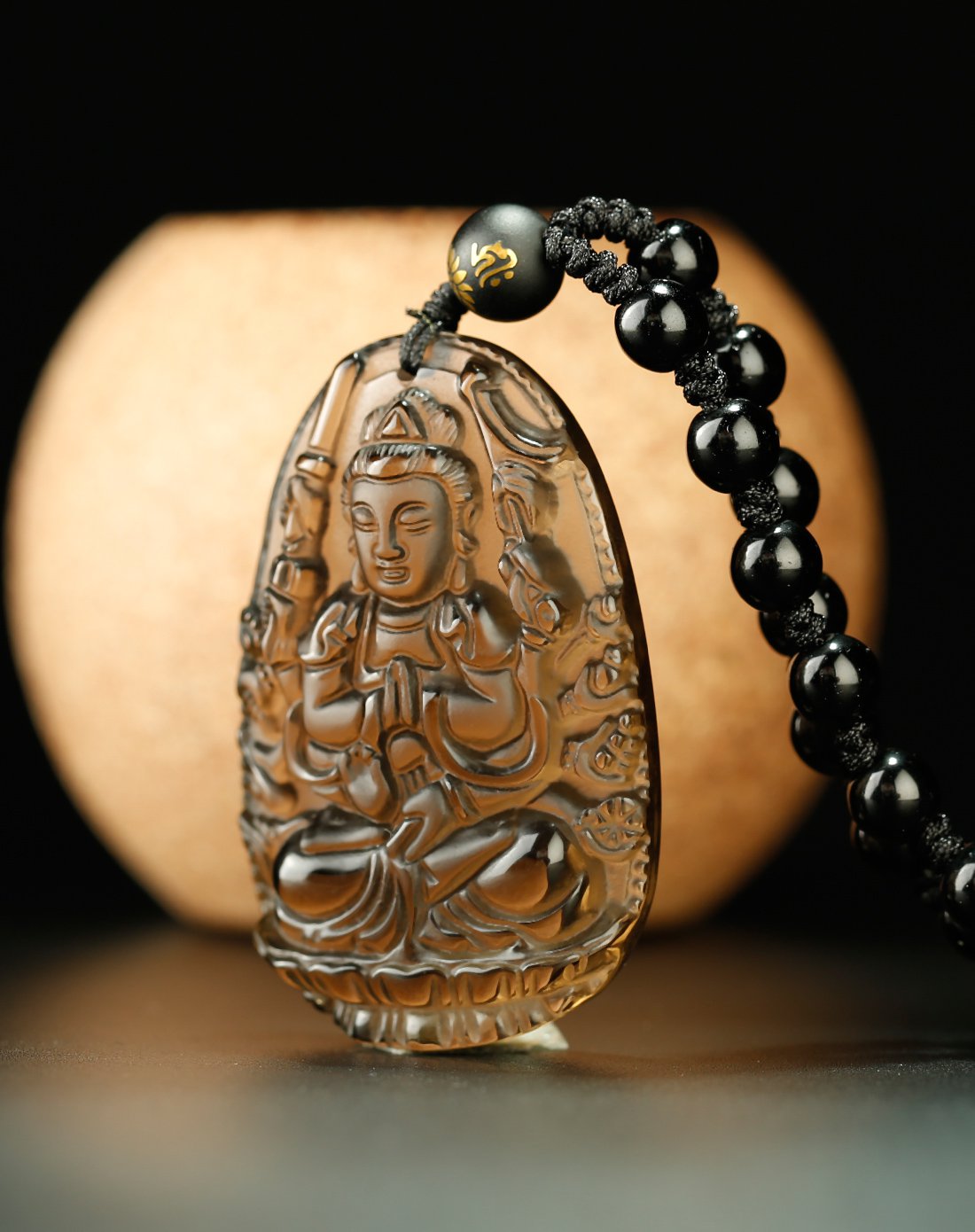 慈元阁 开光冰种黑曜石生肖本命佛属鼠千手观音