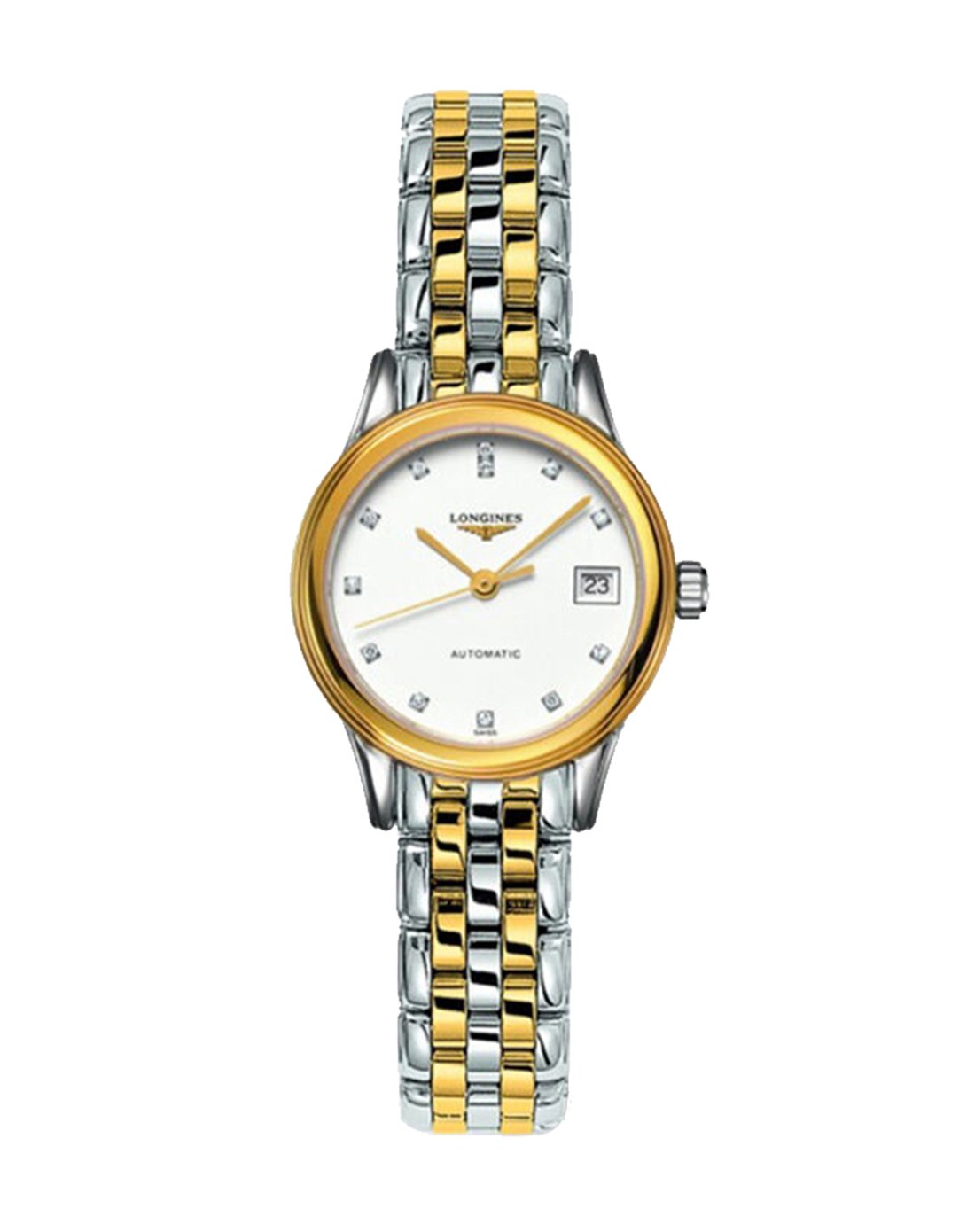 浪琴longines-军旗系列镀金表带机械女表白色