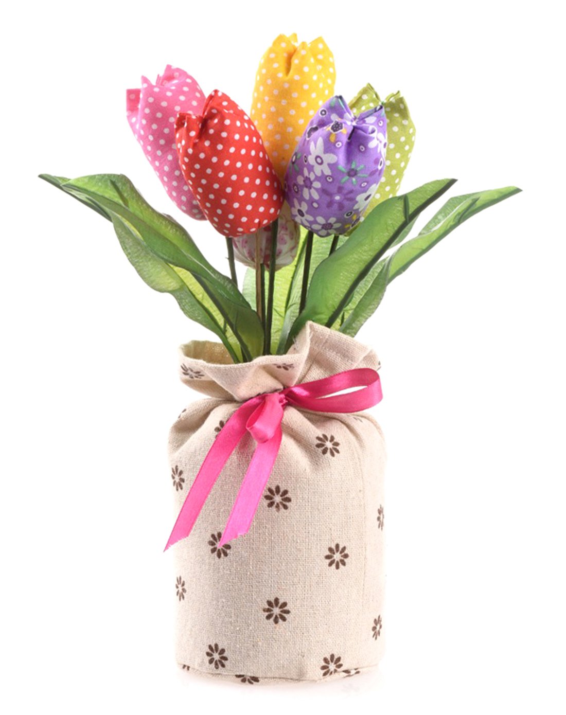 活性炭五彩郁金香布艺花摆件