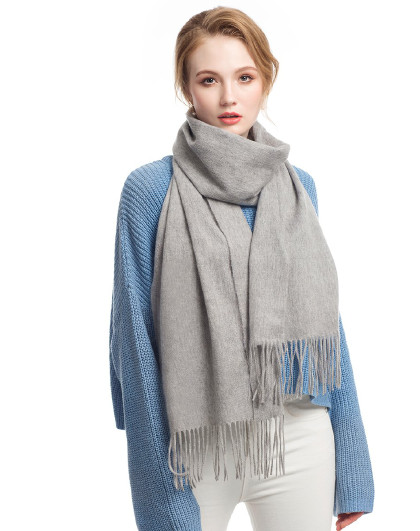 凌克2018秋冬新款女士100%羊毛围巾保暖欧美时尚流苏百搭女士围巾小