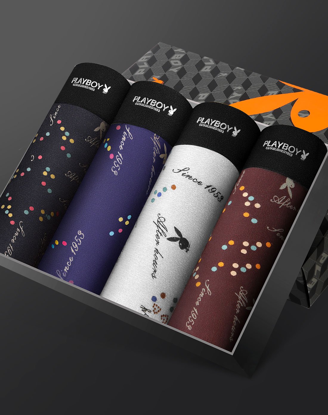 (热销推荐)(4条装)男士兰精粘胶短裤明筋点胶四角裤印花男士内裤