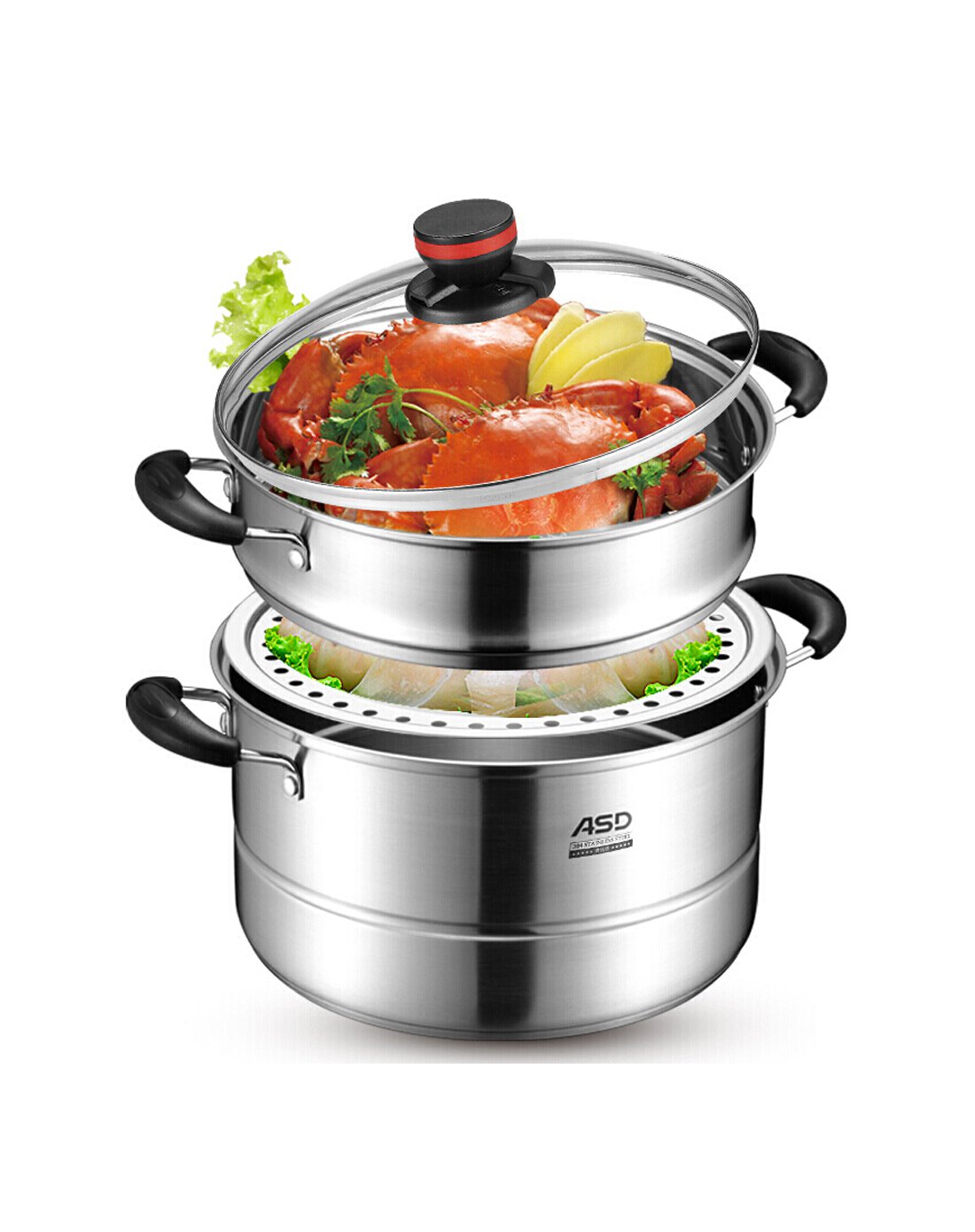 28cm电磁炉蒸锅 蒸笼不锈钢复底二层蒸锅