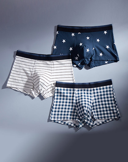 内裤男士个性时尚3条装宽边裤腰内裤男款中腰透气内裤