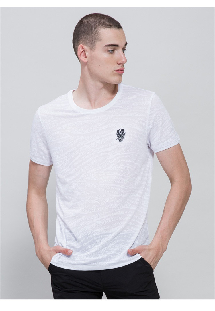 【u弹不束缚】利郎短袖t恤男夏绣花图案休闲圆领半袖