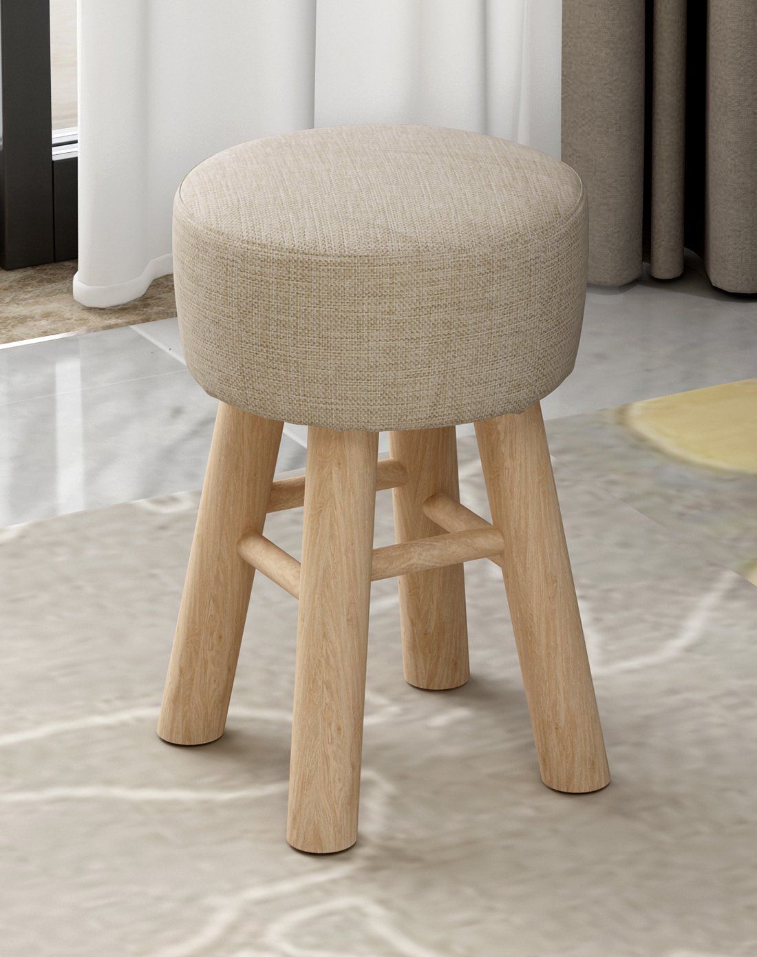 家用时尚创意实木凳子圆形高款