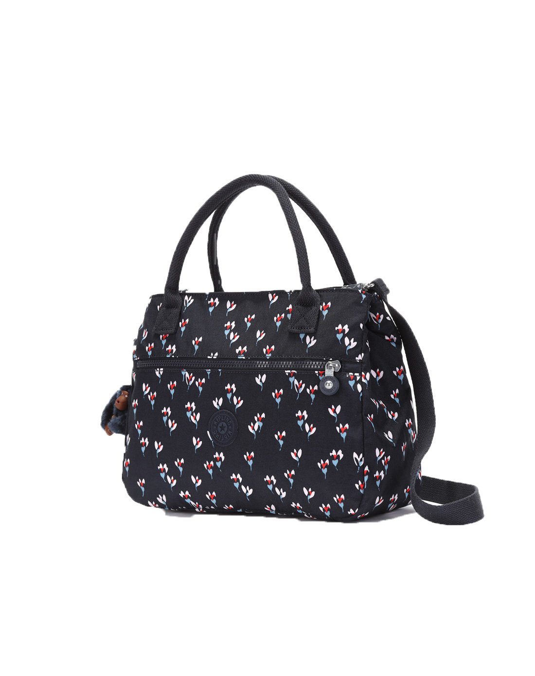 kipling凯浦林休闲女包单肩包手提包斜挎包蓝底浅粉小碎花