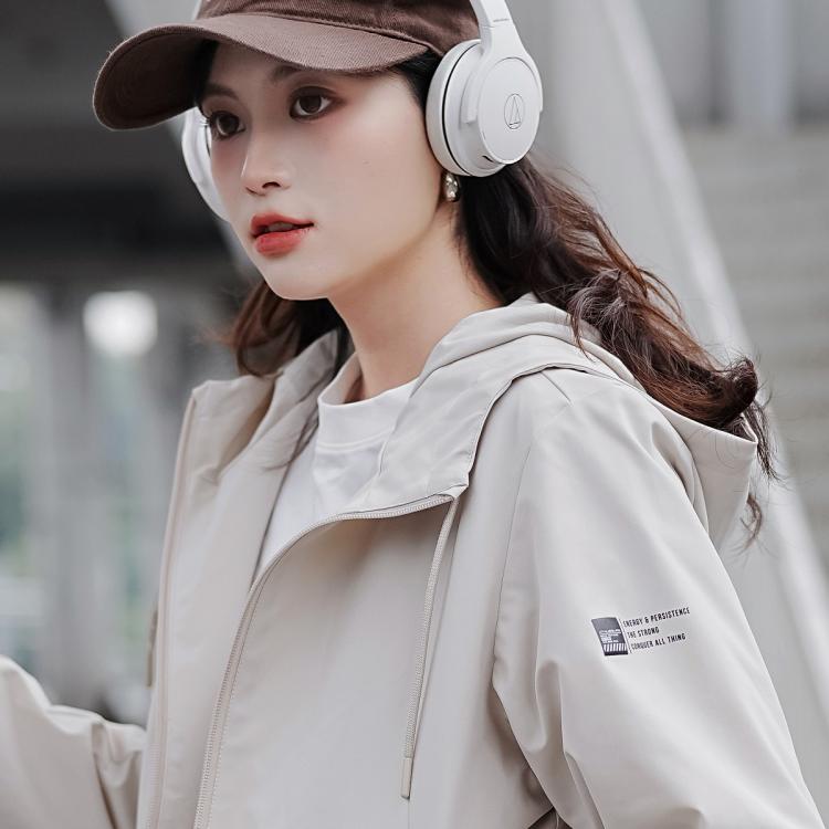 骆驼 【轻量舒适】运动外套女梭织防风衣女春秋连帽风衣户外夹克外套