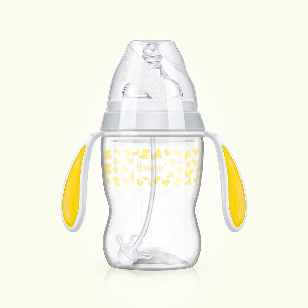 清素-儿童婴儿奶瓶 宝宝吸管奶瓶 pp宽口径奶瓶 彩绘防吐奶瓶 250ml