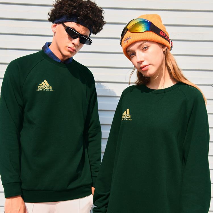 Adidas Originals 2022秋季新款卫衣男户外运动休闲上衣女百搭舒适保暖武搏卫衣 In Green