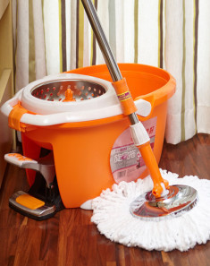 好媳妇 旋转拖把 手压脚踩四驱动旋风拖 不锈钢篮旋转