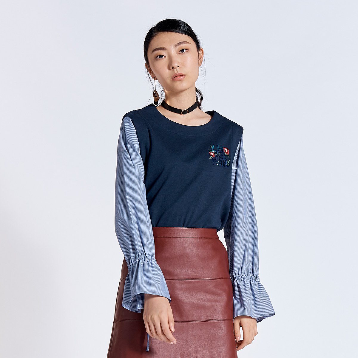 百家好basic house旗下女装品牌百家好旗下mind bridge 时尚休闲拼接