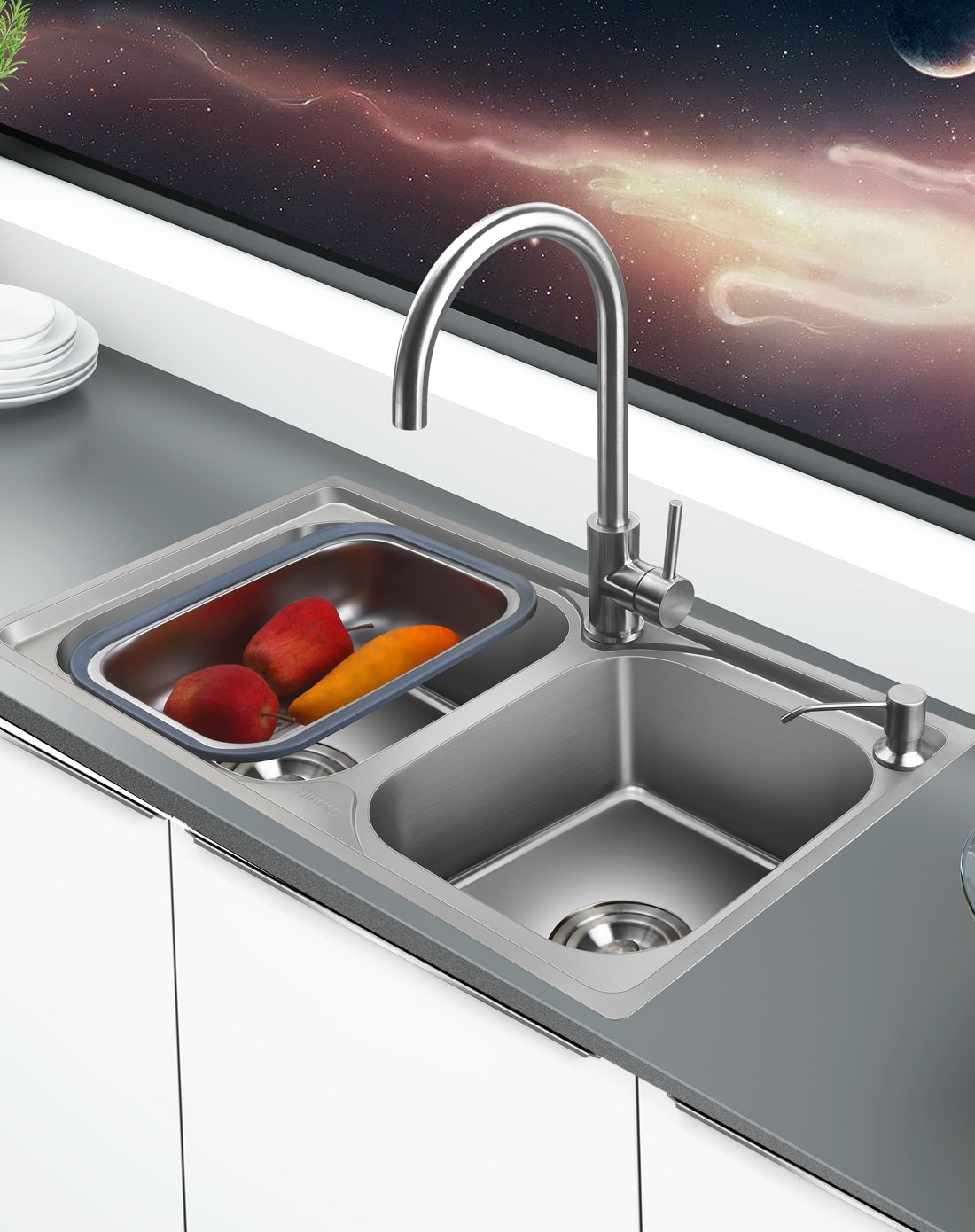 悍高720*410*200304不锈钢洗碗洗菜盆加厚拉伸双槽水槽