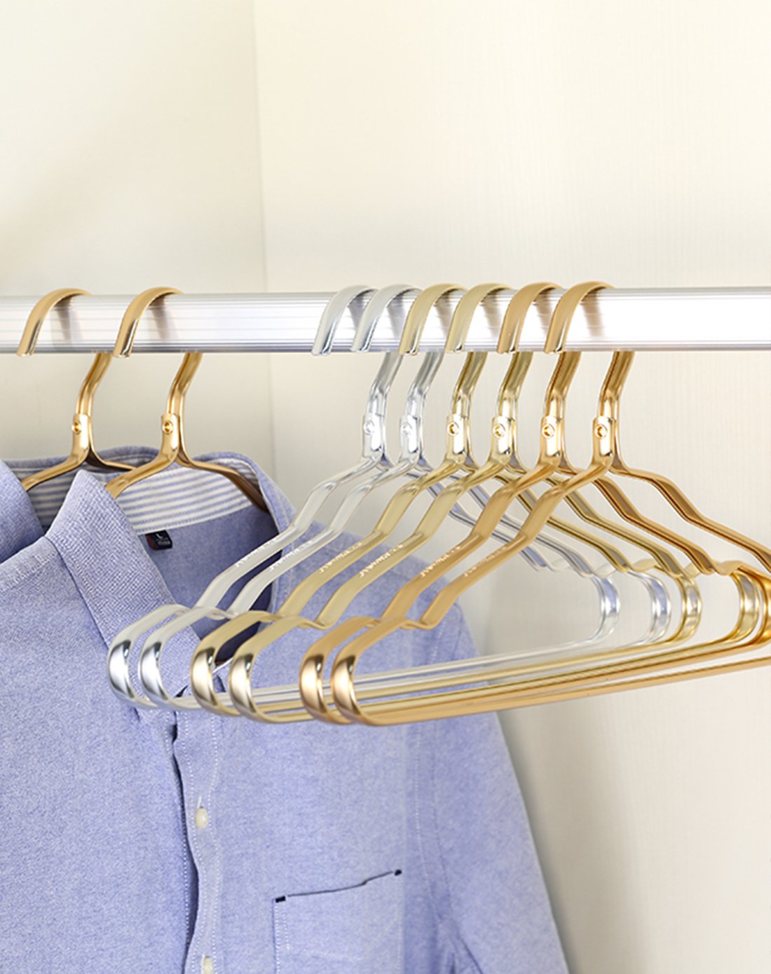 悍高 铝合金衣架实心家用晾衣架三角晒衣架成人挂衣架批发【10个装】