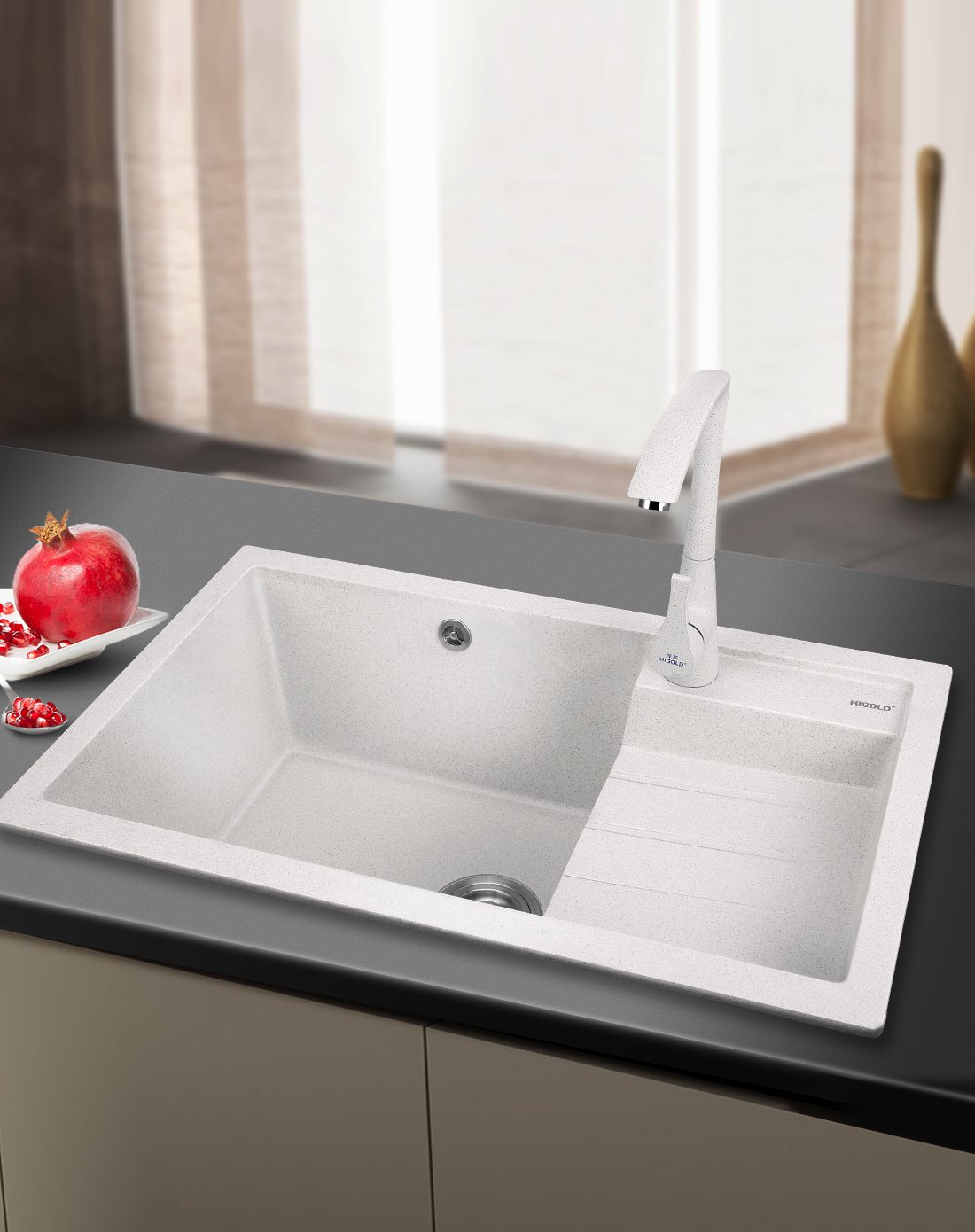 悍高洗菜盆厨房龙头单槽 石英石水槽套装