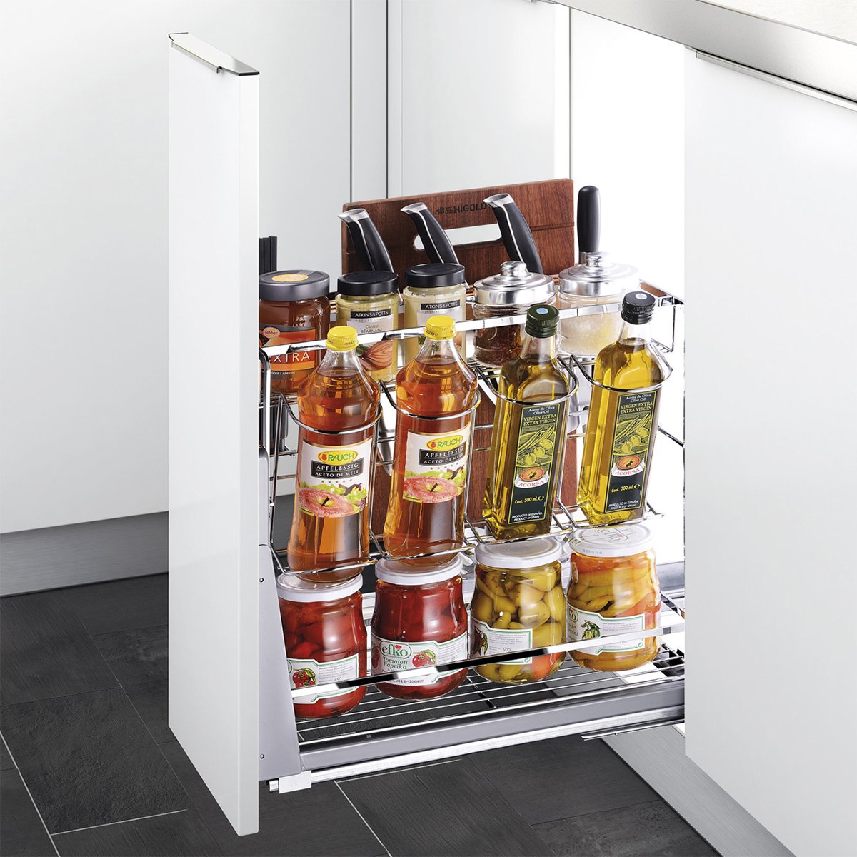 悍高higold厨卫五金专场直发货悍高不锈钢多功能调味拉篮厨房置物架收