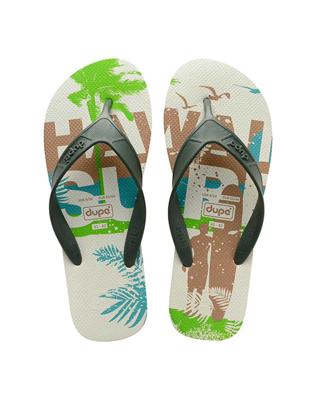 dupe巴西进口印花潮款海湾风情系列人字拖男士拖鞋