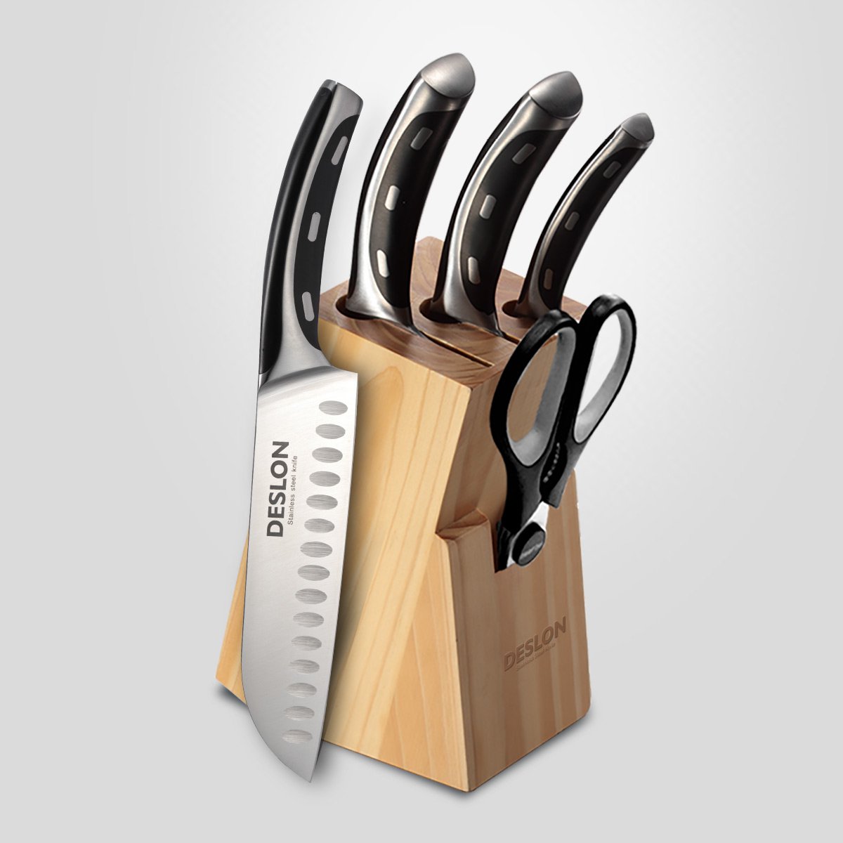 升级版德国进口钼钒钢刀具五件套锋利多用刀剪刀菜刀