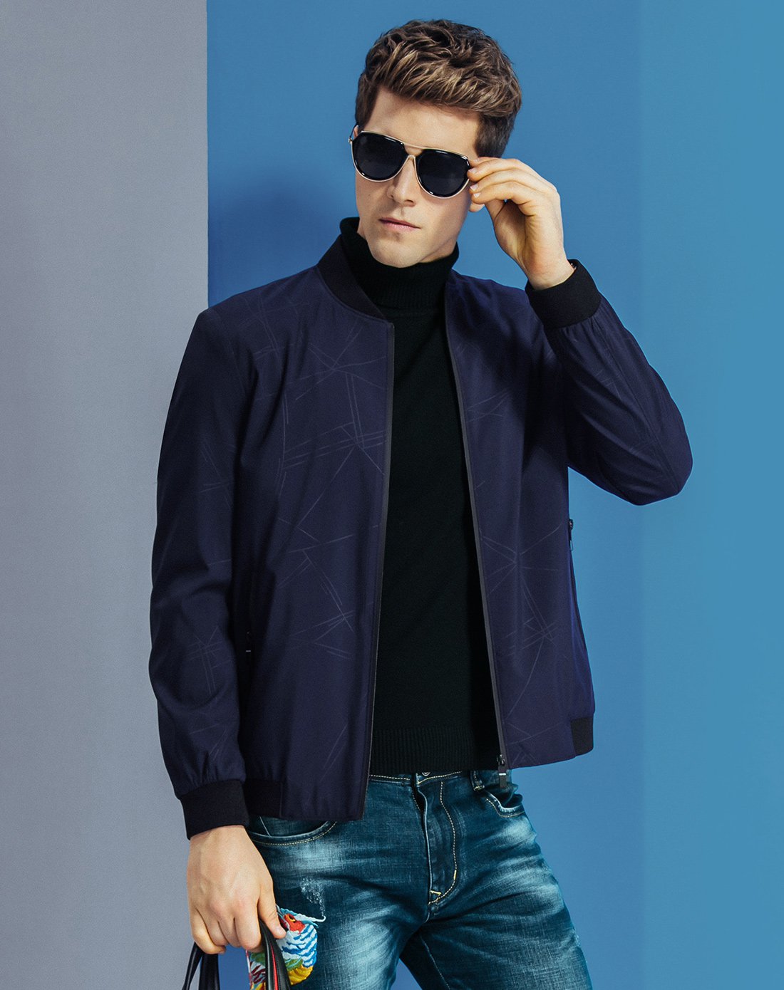 夹克男秋冬风行潮流款式立领时尚都市男装上衣外套冬季男士夹克