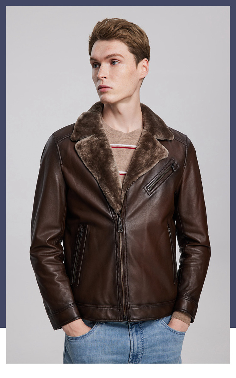 21秋冬新品保暖翻毛领皮衣男式夹克