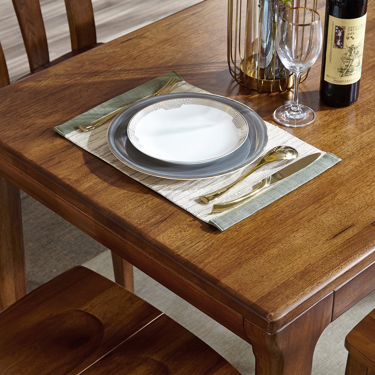 胡桃实木餐桌子实木家具套装组合饭桌子实木餐桌椅子t308