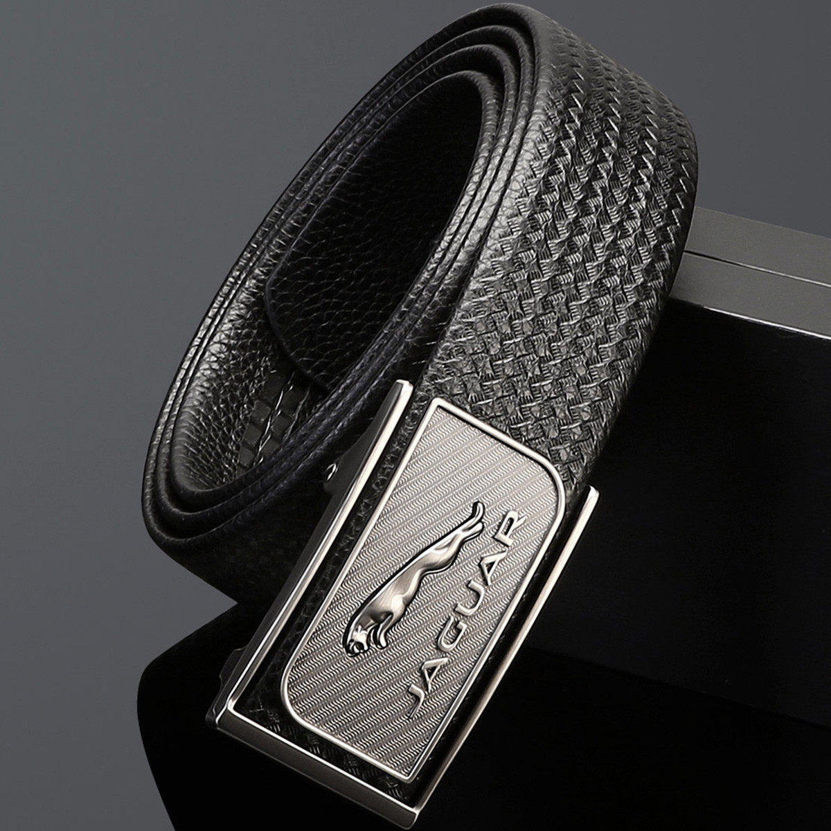 jaguar捷豹经典商务时尚【编织】牛皮自动扣男士皮带男士腰带ja3t