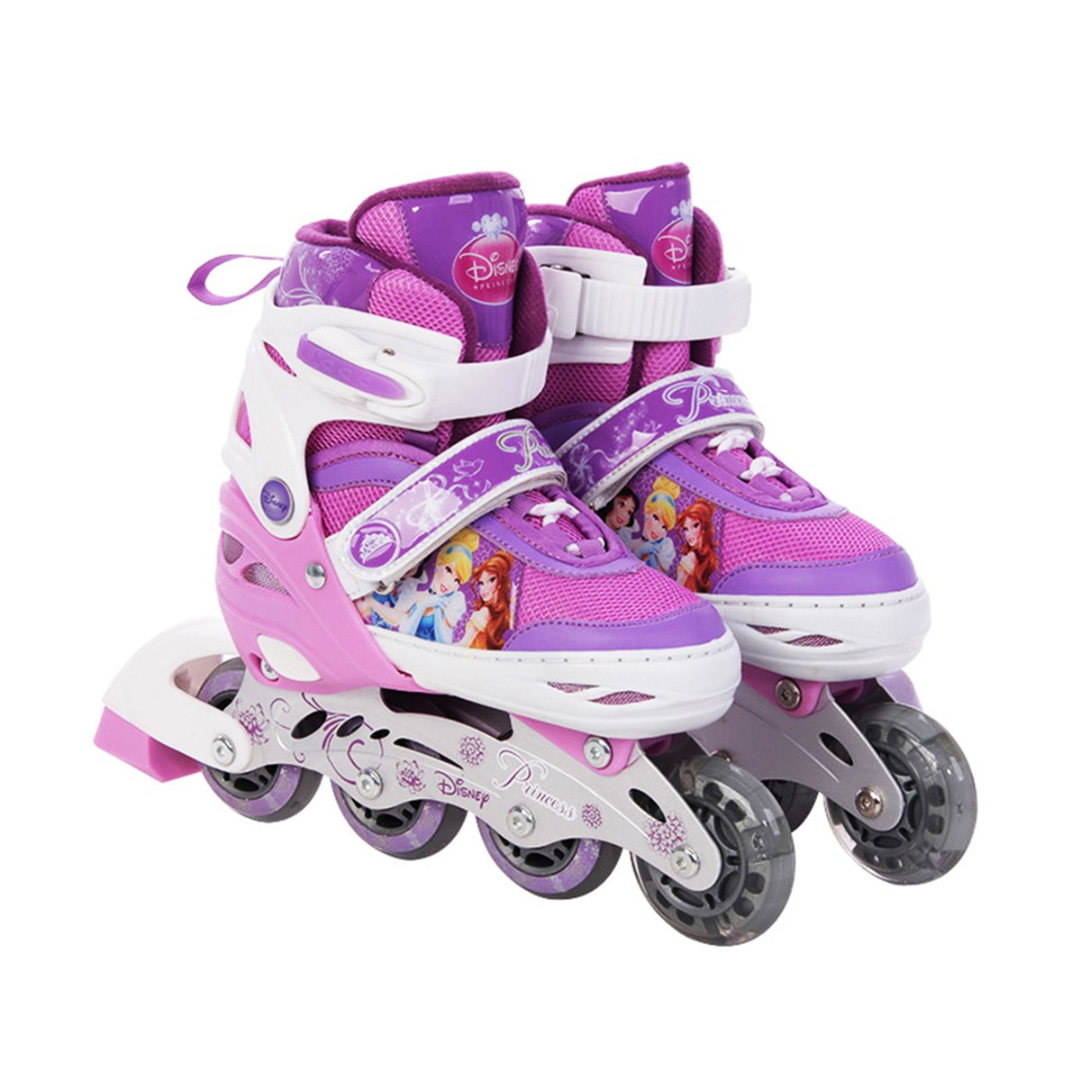 迪士尼儿童轮滑鞋男女孩溜冰鞋单闪轮可调节脚长加厚刀架 送7件护具 5