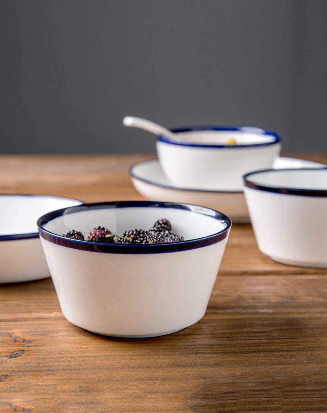 ijarl亿嘉12头家用简约个性新骨瓷碗碟盘套装-本色风格