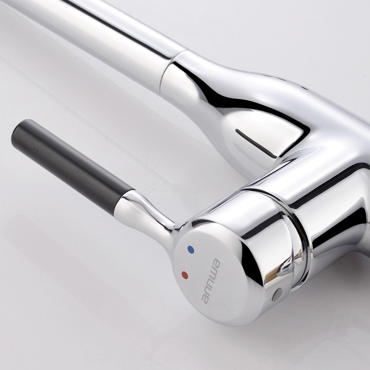 安华卫浴(annwa)单把双孔不锈钢厨房抽拉龙头冷热水龙头