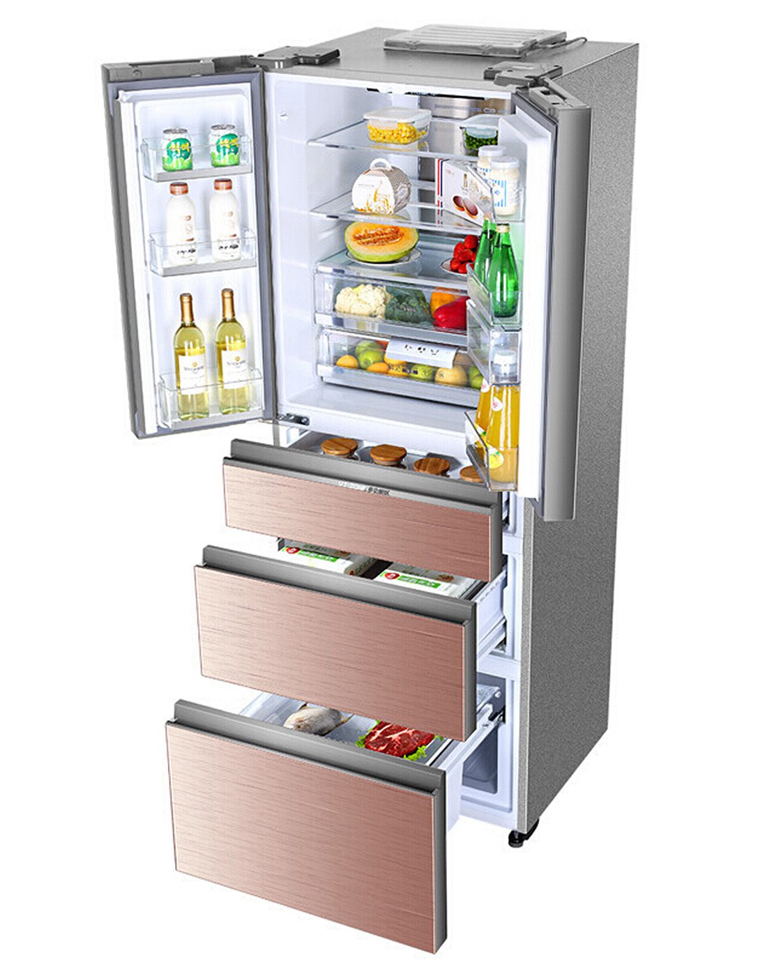 海尔/ haier bcd-405wdgqu1 风冷无霜多门冰箱 变频家用节能电冰箱