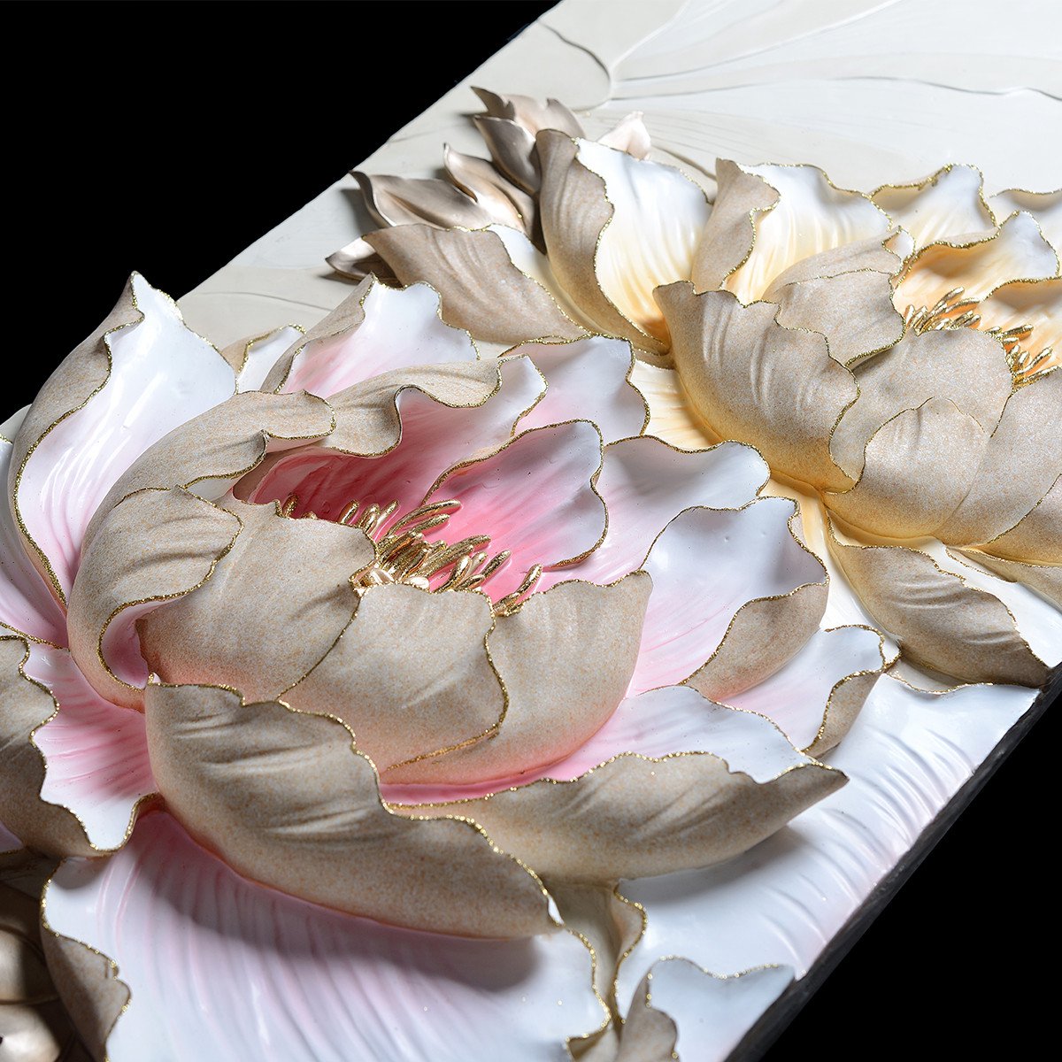 别墅客厅挂画立体浮雕画环保树脂沙发背景墙 四联手绘挂画