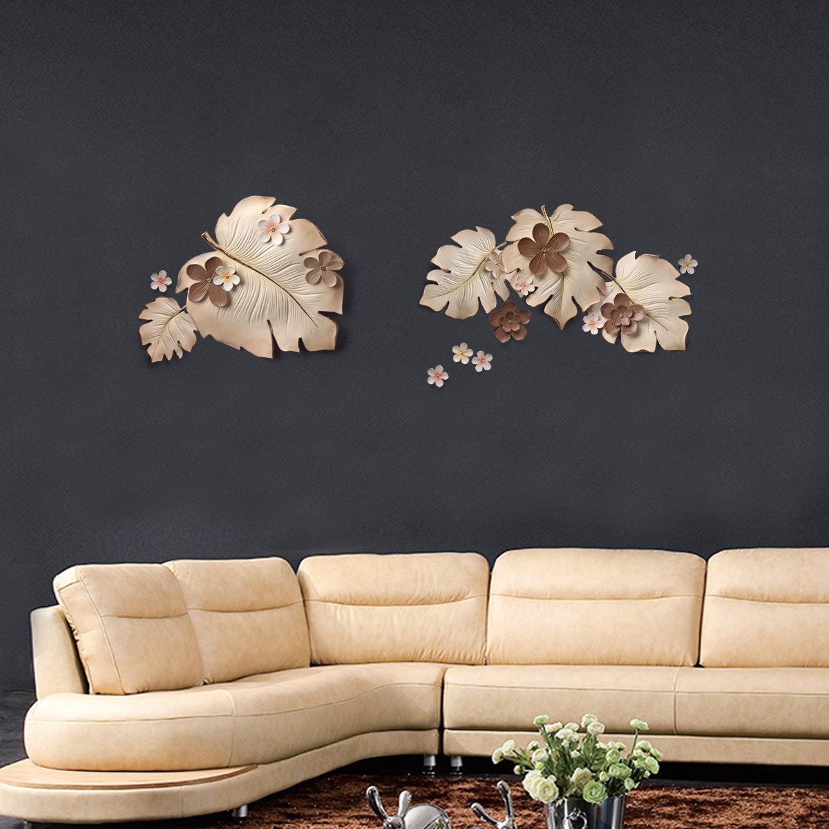 手绘艺术立体浮雕壁饰温馨墙面装饰创意写实植物餐厅客厅墙上装饰