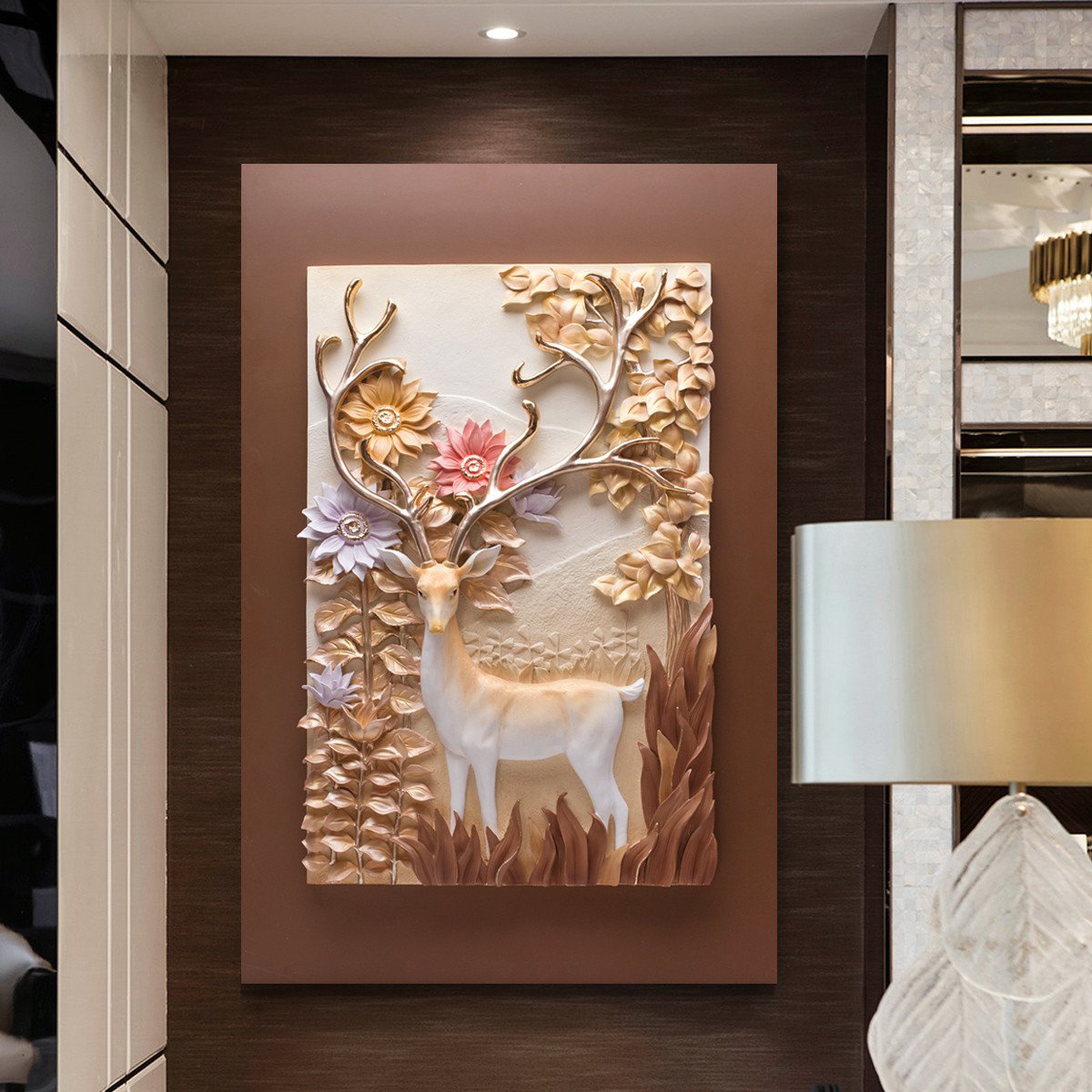 大幅玄关壁画手绘油画浮雕立体装饰画欧式现代过道挂画