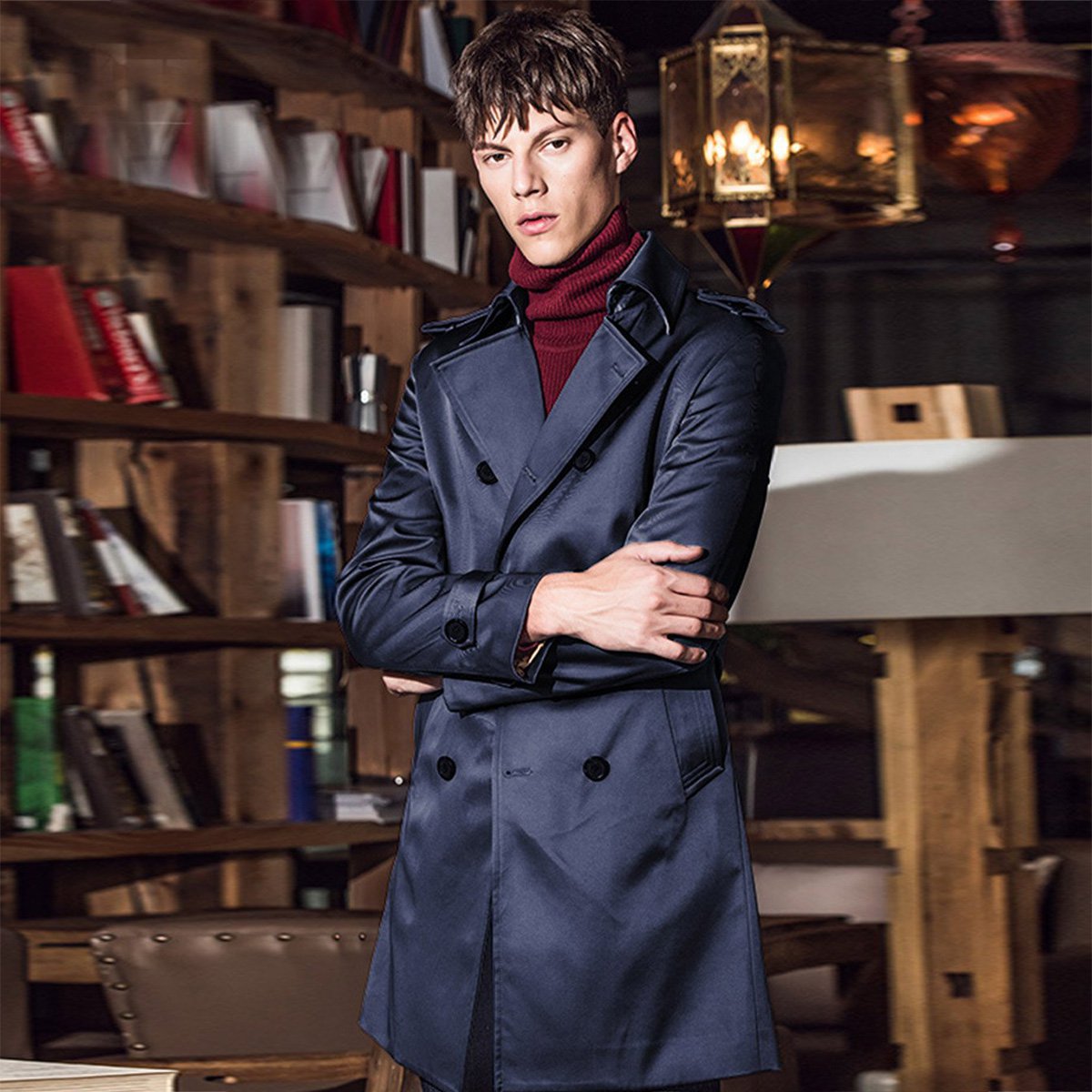 伯爵卓尔英伦复古男士风衣双排扣中长款男士外套