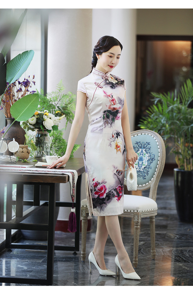 万志2019夏装新款年轻日常改良旗袍连衣裙中国风优雅女wz2132_唯品会