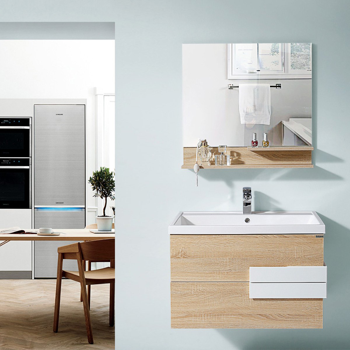 欧路莎浴室柜组合小户型挂墙式家用浴室柜洗脸盆洗手池bc-2023