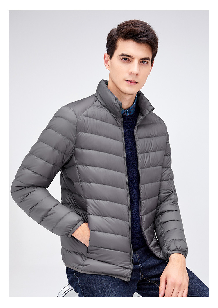 保罗贵族系列【90%白鸭绒】立领保暖柔轻薄净版男士羽绒服男