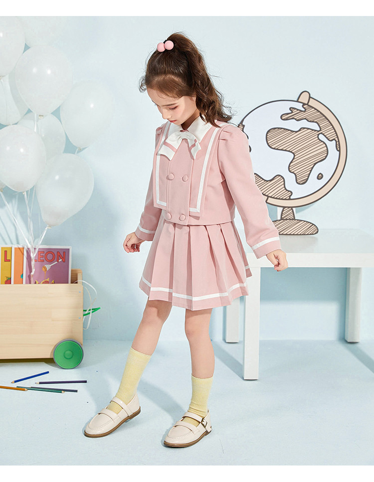 童装女童jk套装21秋装新款学院风上衣百褶裙中大童儿童两件套