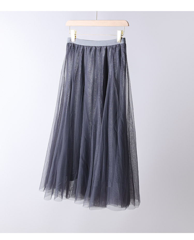 2020秋季新品时尚丝绒亮丝里布两层网纱女式飘逸半身纱裙