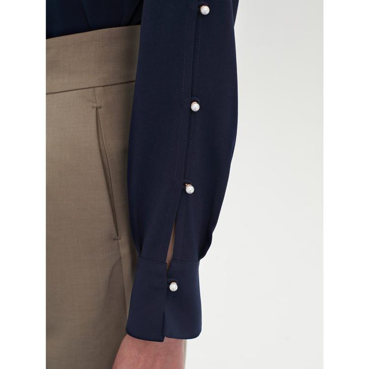 DKNY 【珍珠扣装饰】唐可娜儿气质简约法式弹力女式衬衫