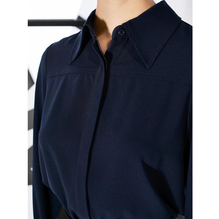 DKNY 【珍珠扣装饰】唐可娜儿气质简约法式弹力女式衬衫