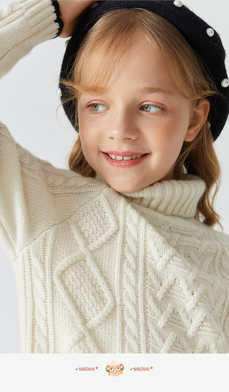儿童羊绒衫高领插肩袖冬季男童针织衫麻花女童厚毛衣中大童