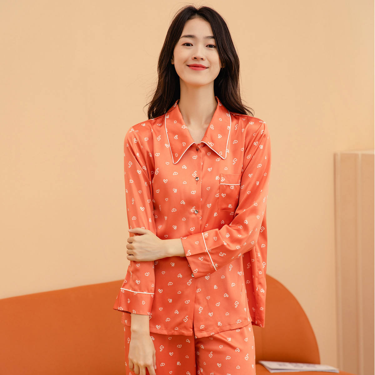 秋季长袖长裤套装休闲女士睡衣薄款开衫可外穿家居服--唯品会-惠生活