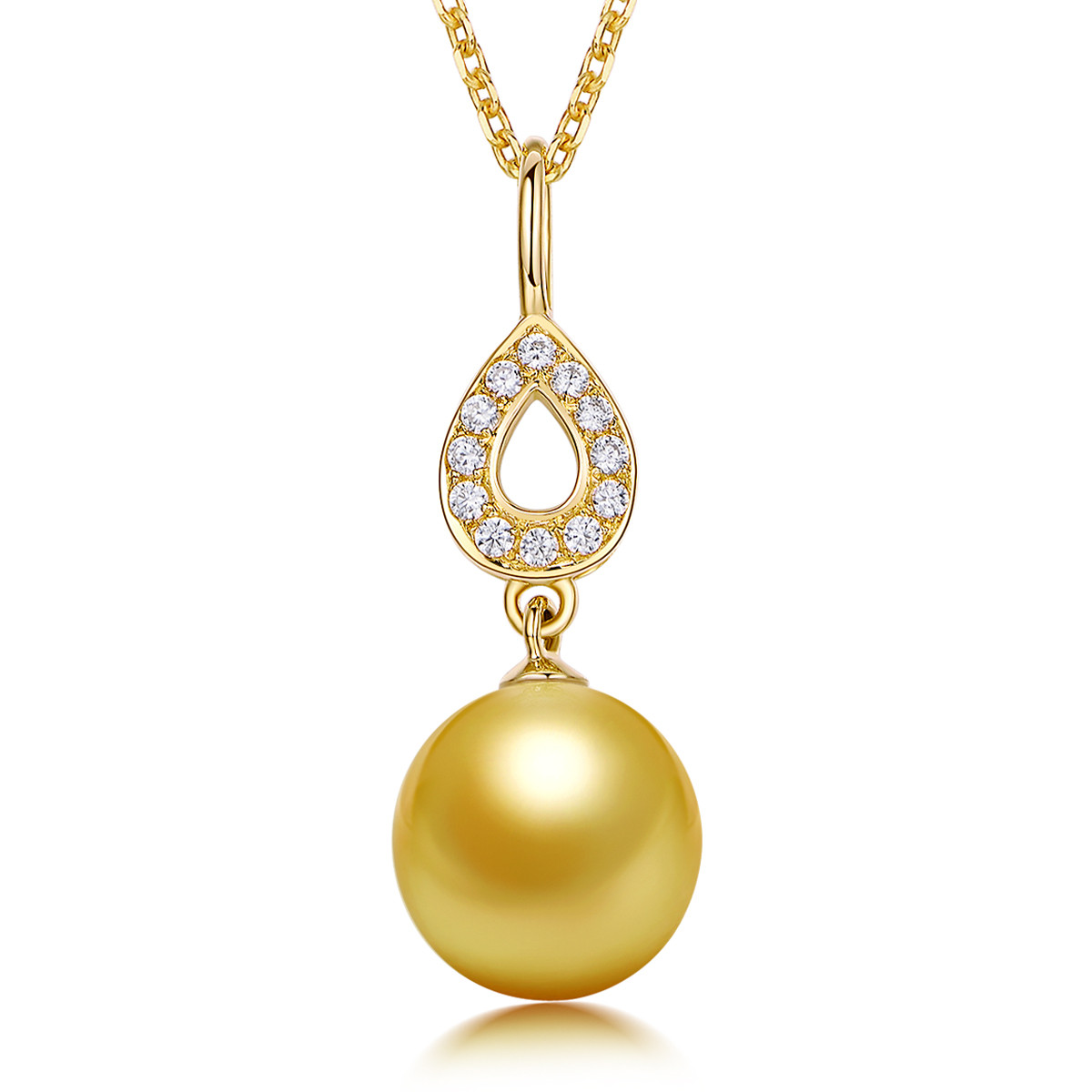 黛米 新阳 11-12mm水滴形大颗粒南洋金珠吊坠 14k金