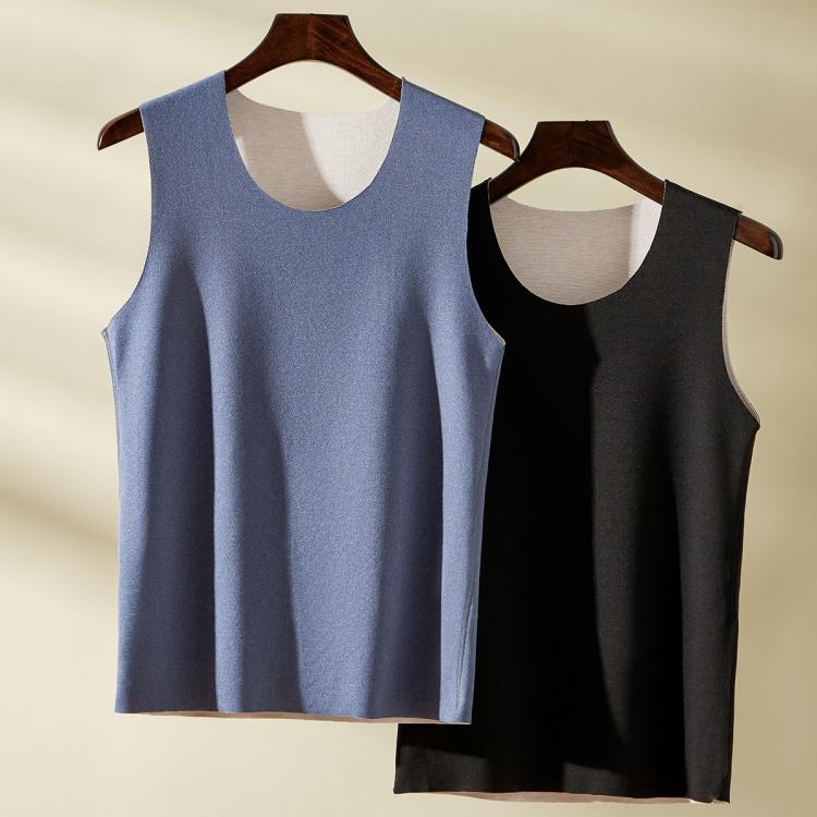 恒源祥 【含羊绒蚕丝】无痕保暖背心男士保暖内衣男舒适打底男士保暖上衣