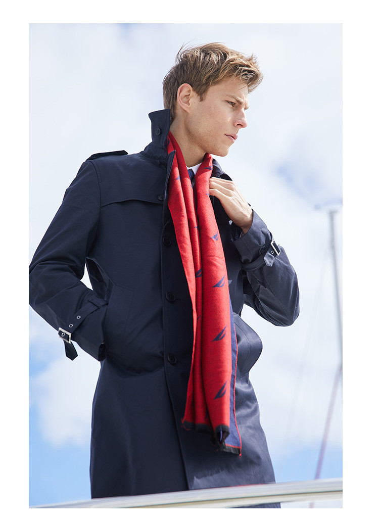 nautica tailored 秋季男士中长款商务时尚风衣外套