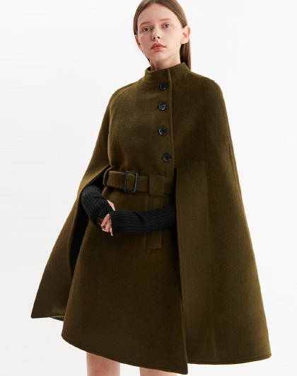 dplay德帕拉2019新品欧美气质斗篷羊毛呢大衣披肩外套